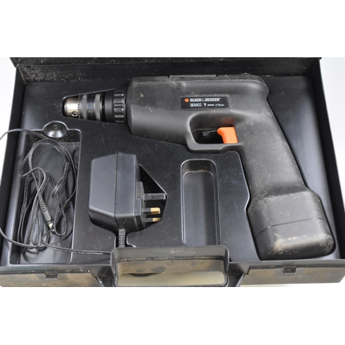 695 - Three Black & Decker Drills in Cases. Includes 400H (Powers on When Tested), And Two Others For ... 