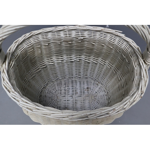 722 - Vintage White Wicker Laundry / Log Basket (Approx. 16” x 19”)