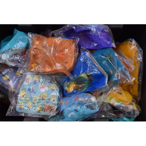 790 - Box of Collectable Packaged McDonalds Toys. Includes Pokémon, Minions, TY and more