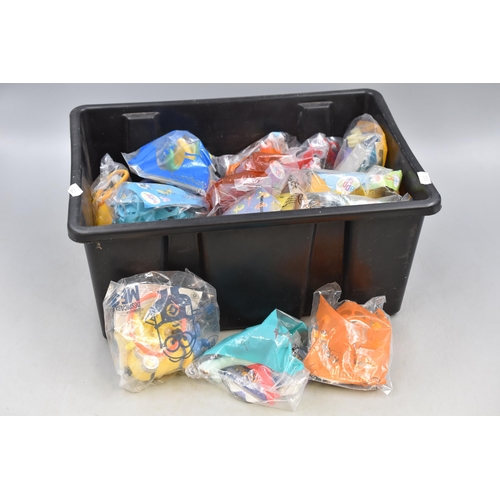 790 - Box of Collectable Packaged McDonalds Toys. Includes Pokémon, Minions, TY and more