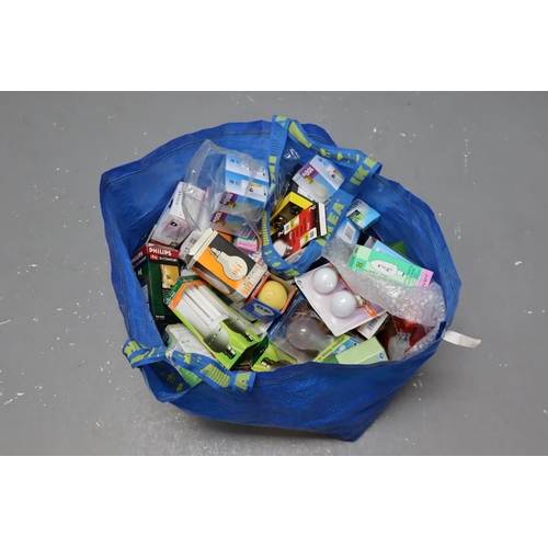 793 - A Bag Containing a Large Selection of Assorted Light Bulbs. Untested