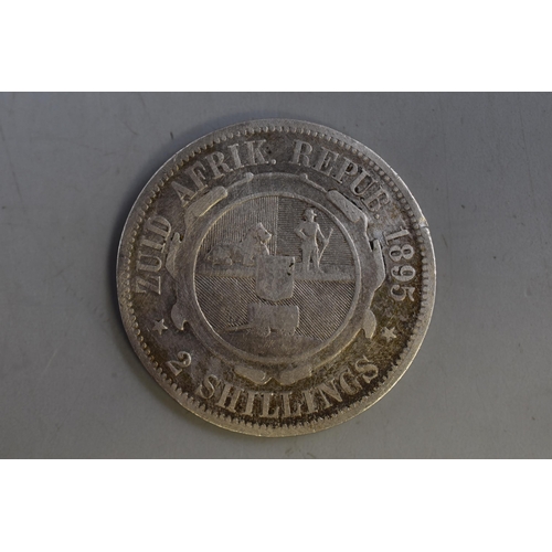 144 - South African 1895 Silver two Shilling Coin