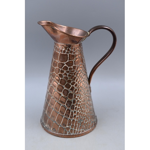 375 - A JS&S (Joseph Sankey) Lizard Skin Copperware Jug, Approx 9