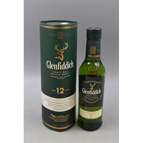 10 - A Bottle of Unopened Glenfiddich Single Malt Scotch Whisky, Aged 12 Years. In Box (350ml)