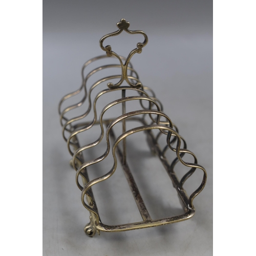 16 - Antique Silver Plated Toast Rack with Decorated Feet