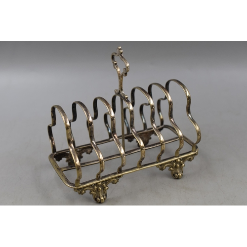 16 - Antique Silver Plated Toast Rack with Decorated Feet