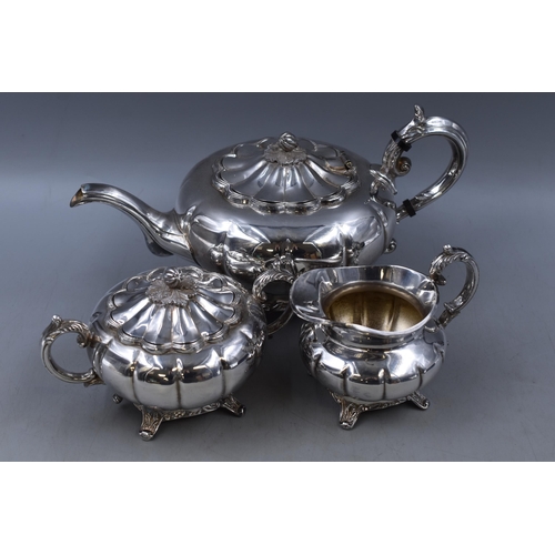 20 - Stunning Vintage Art Deco Viners of Sheffield Silver Plated Melon Teapot, Sugar and Milk Set