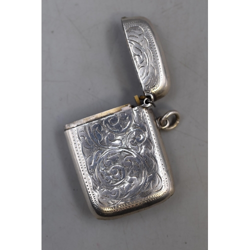 22 - Hallmarked Birmingham Silver Decorative Vesta case