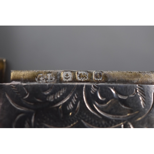 22 - Hallmarked Birmingham Silver Decorative Vesta case