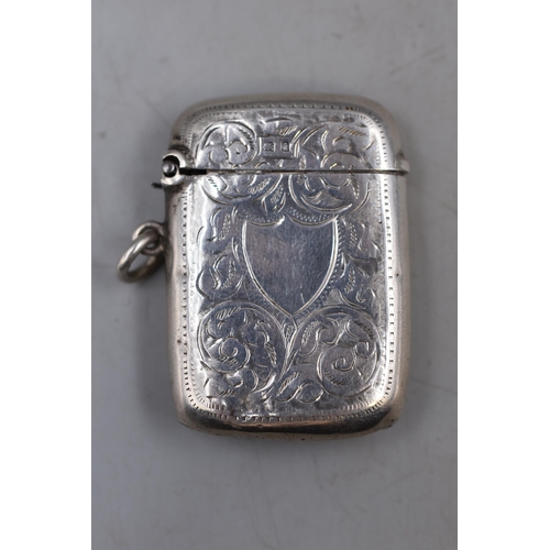 22 - Hallmarked Birmingham Silver Decorative Vesta case