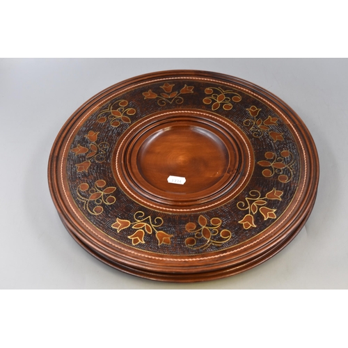 390 - A Set of Three Wooden Polish Decorative Inlaid Plates, Approx 15.5