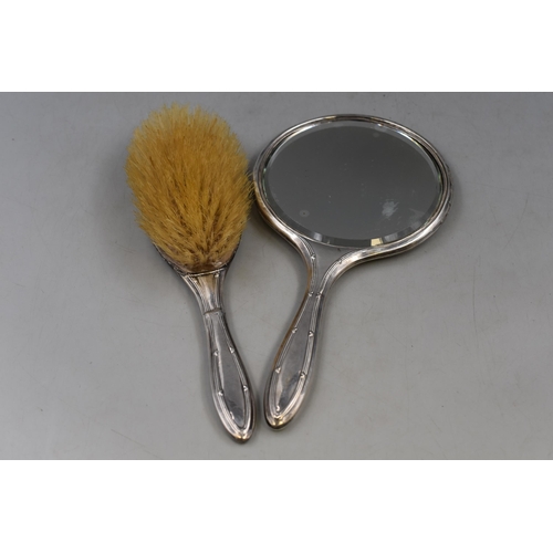 39 - Hallmarked Sterling Silver Dressing Table Mirror and Brush Set