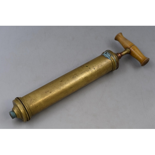 394 - An Antique Brass Hand Pump, Approx 13.5