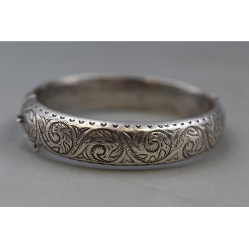 50 - Hallmarked Birmingham Silver 1957 Etched Bangle