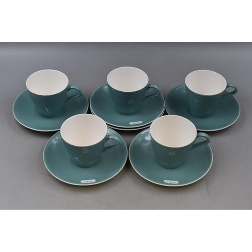 406 - Poole Pottery Cups and Saucers (5 Cups / 6 Saucers)