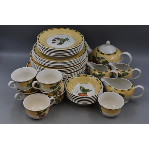 425 - 43 Pieces of Churchill Somerset Fruits to include Tea Pot, Serving Plates, Dinner Plates, Side Plate... 