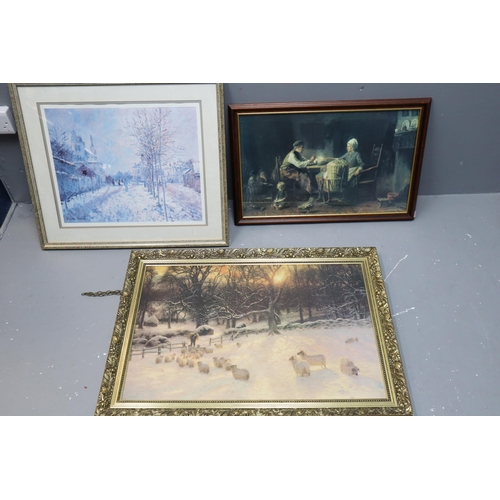 430 - Mixed Lot of Three Framed Mid Century Prints Depicting various Country and Kitchen Scenes Largest 34... 