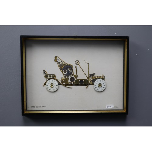 434 - Steampunk Framed and Glazed Art Piece of a Rolls Royce (14” x 11.5”)