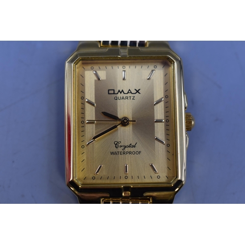 124 - Omax Crystal Waterproof Quartz Watch (Working)