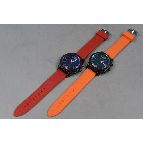 143 - Two Carsidun Quartz Watches with Rubberised Straps (Working)