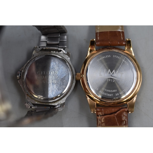 147 - Citron and Limit (Day / Date) Quartz Watches (Both Working)