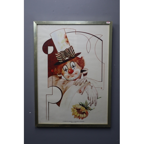 486 - Framed and Glazed Mid Century Art Deco Clown and a Sunflower Print 29