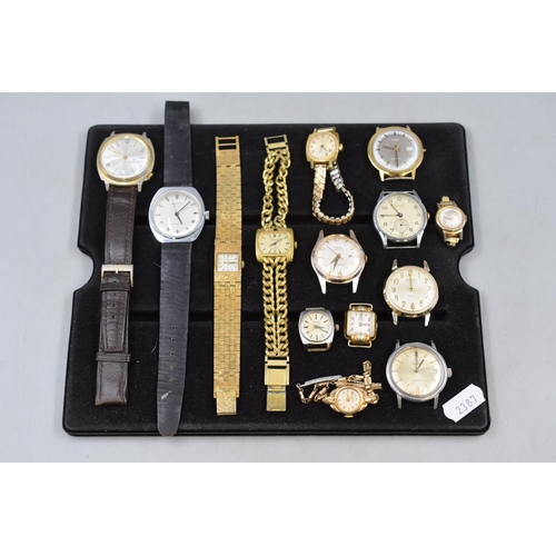 166 - Selection of Mechanical Watches and Watch Heads (Spares or Repairs)