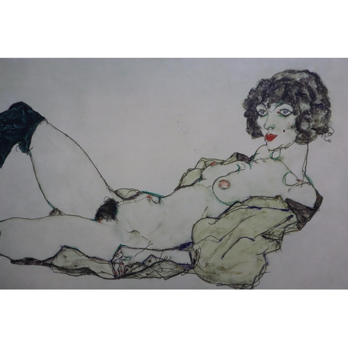 489 - Three Egon Leo Adolf Ludwig Schiele Wood Mounted Prints (60cm x 45cm) / (45cm x 60cm) / (28cm x 41cm... 