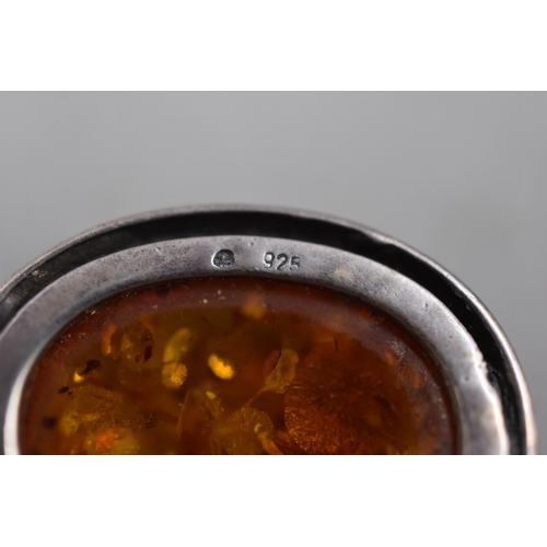 171 - Silver 925 Amber Stoned Pendant