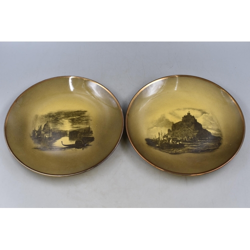 497 - Two Vintage Collectors Plates by Royal Vistas Ware Depicting Venice and Mount St Michaels