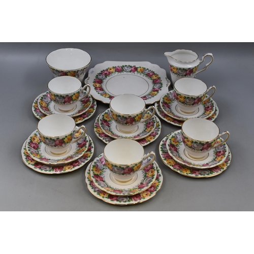 498 - Twenty One Piece Gladstone Rosemary Cup and Saucer Set with Sandwich Plate Creamer and Sugar Bowl