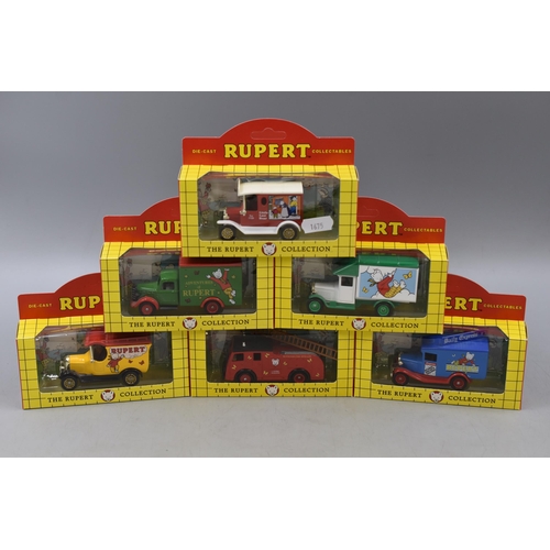 187 - Collection of Six Collectible Lledo 'Rupert The Bear Die-Cast Model Vehicles