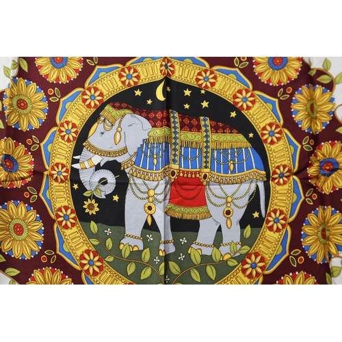 521 - Hermes Style Indian Elephant Silk Scarf Approx 31