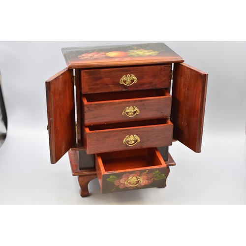 524 - A Fruit Themed Four Drawer Jewellery Cabinet, Approx 6.5