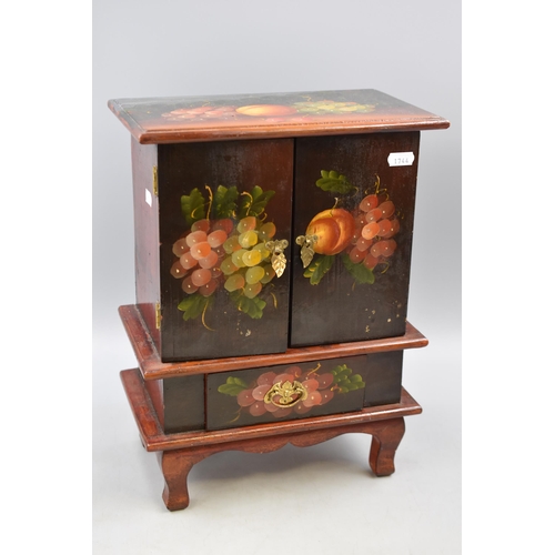 524 - A Fruit Themed Four Drawer Jewellery Cabinet, Approx 6.5