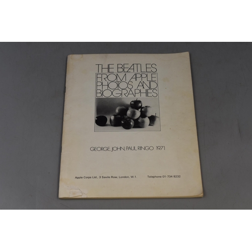 229 - The Beatles From Apple Photos and Biographies 1971 Apple Promotional Book, Slight Damage to Cover Bu... 