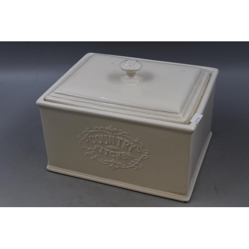 233 - Vintage Cream Coloured Country Kitchen Bread Bin (10” x 8” x 6”)