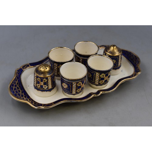 244 - Vintage Egg Cup Set with Salt and Pepper Shakers