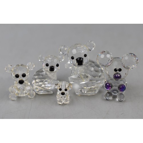 250 - Five Swarovski Crystal Bear Figures