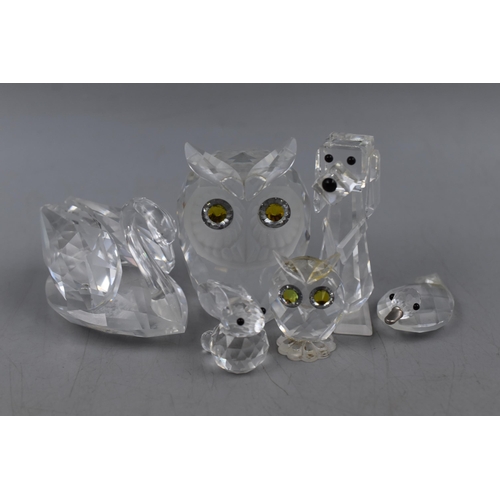 253 - Swarovski Crystal Owl Figure together with 5 Other Figures