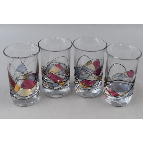 257 - Set of 4 Mosaic Stained Glass Shot Glasses