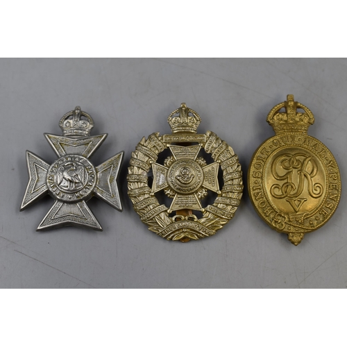 279 - Three Military Cap Badges to include British Army Tower Hamlets Rifle Brigade, Royal Engineers and B... 