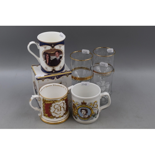 289 - Mixed Selection of Commemorative Ware to include a Pair of Goblets for Charles and Diana, Silver Jub... 