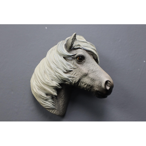 291 - Vintage Fraser Art Grey Pony's Head Wall Hanging 6