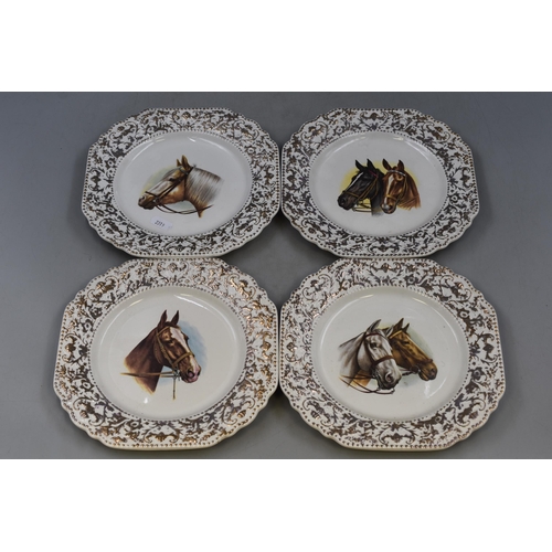 292 - A Selection of Four Horse Themed Collectors Plates By Liverpool Road Pottery, With a Wooden Horsesho... 