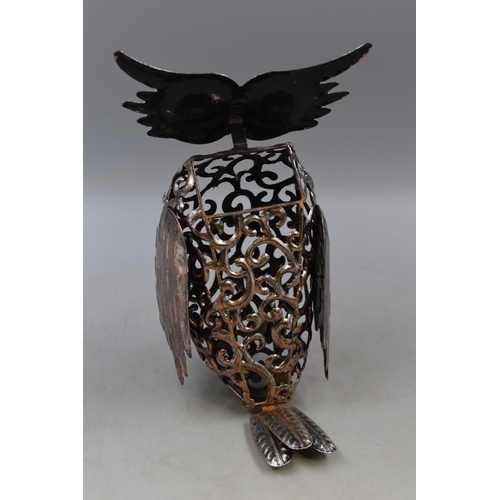 296 - Tin Plate Sculptued Owl Figure (11