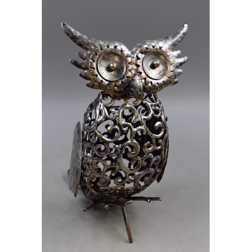 296 - Tin Plate Sculptued Owl Figure (11