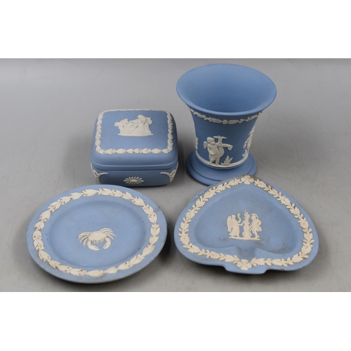 298 - Four Pieces of Wedgwood Jasperware including Trinket Box and Vase