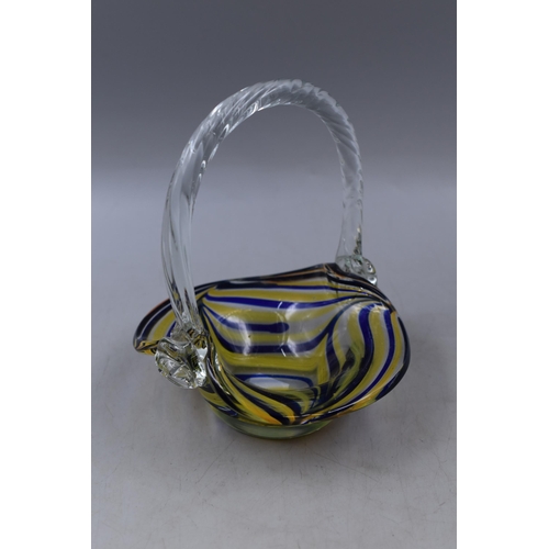 324 - Murano Style Art Glass Basket Vase (8