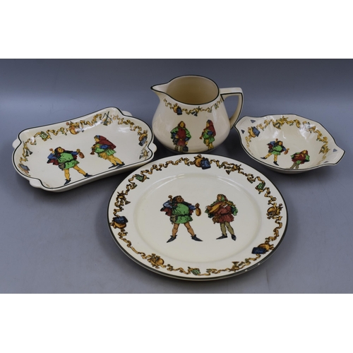 337 - Seven Pieces of Royal Doulton Seriesware 'The Minstrels'. Spout of Jug is Chipped